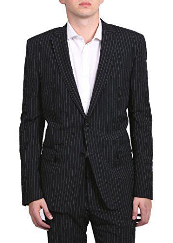 versace collection men's pinstripe two piece viscose suit black white|Men's Versace .